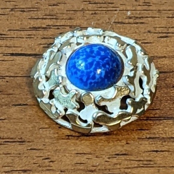 VTG Zentall Costume Jewelry Brooch Blue Stone EUC - Picture 2 of 5